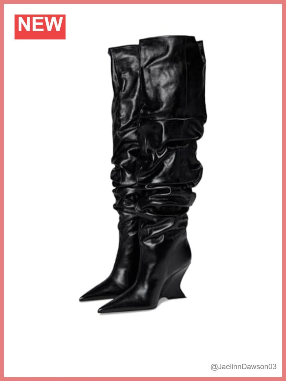 Leather Over the Knee Slouch Wedge Boots Pointed Toe Pull-On